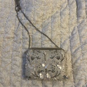 Chic Floral Silver Crossbody Bag
